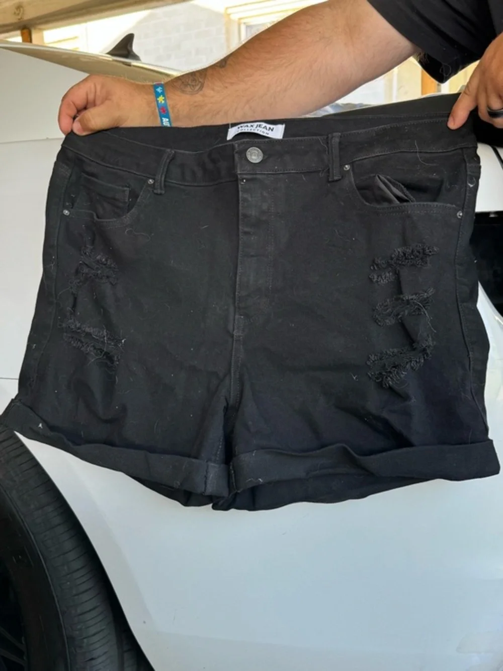 Wax Jeans Collection Black Distressed Jean Shorts Size 3X